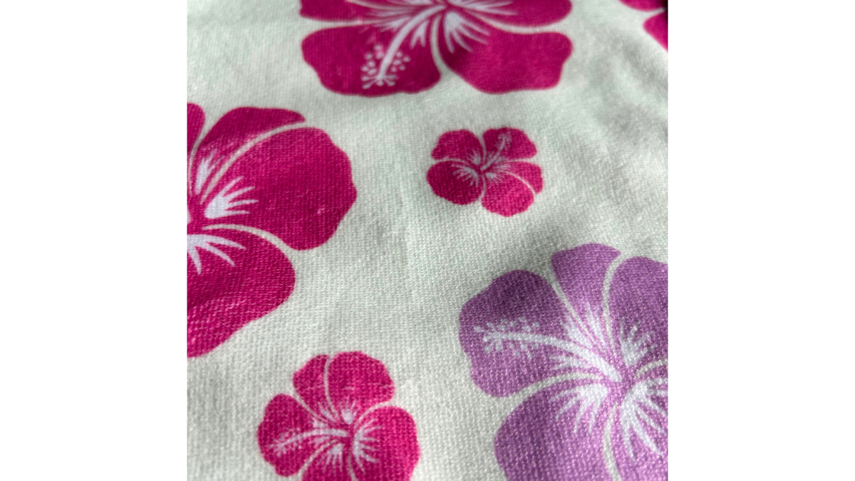 Microfibre Hair Wrap - Hibiscus White