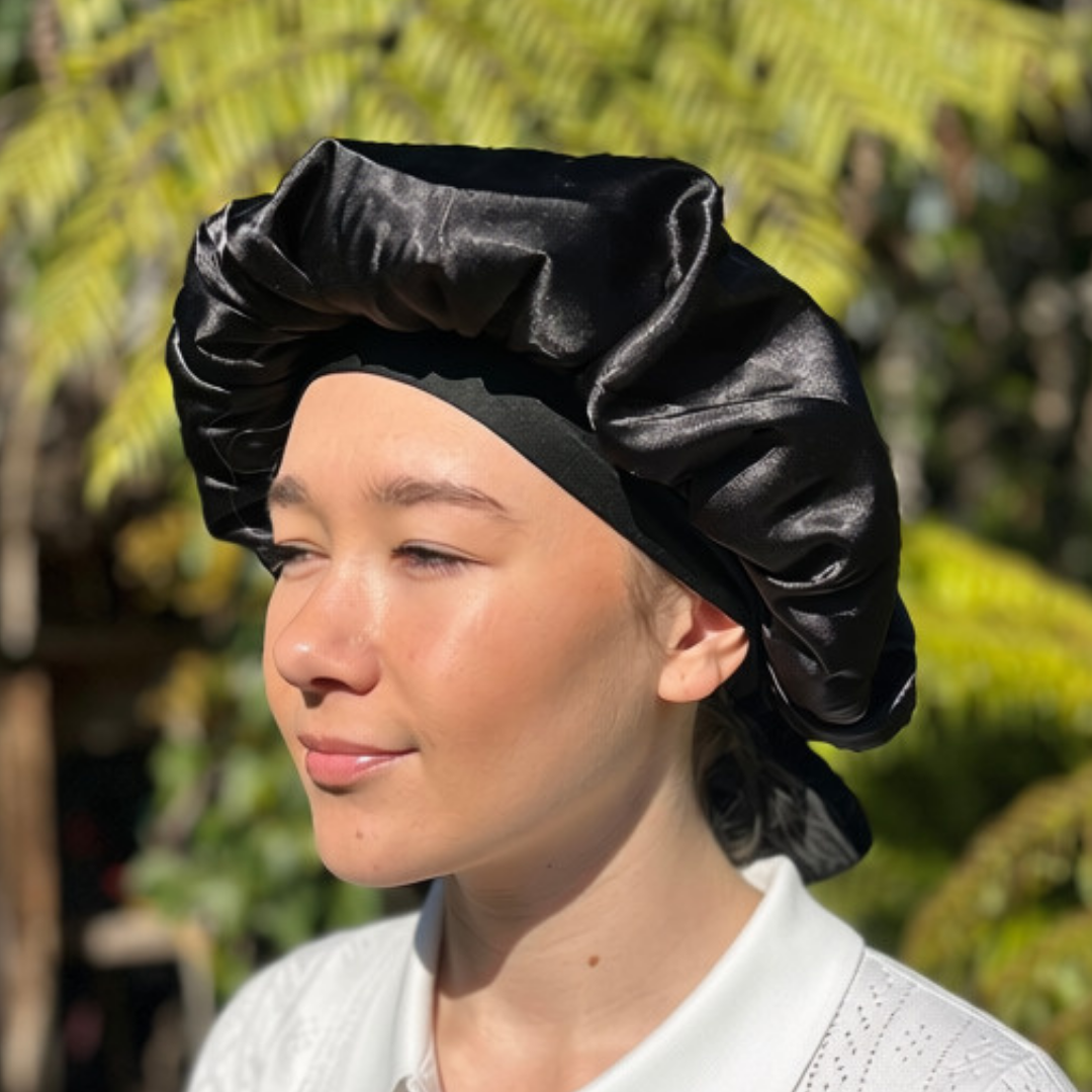 Satin Sleep Bonnet - Midnight Black
