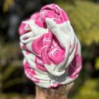 Microfibre Hair Wrap - Hibiscus White